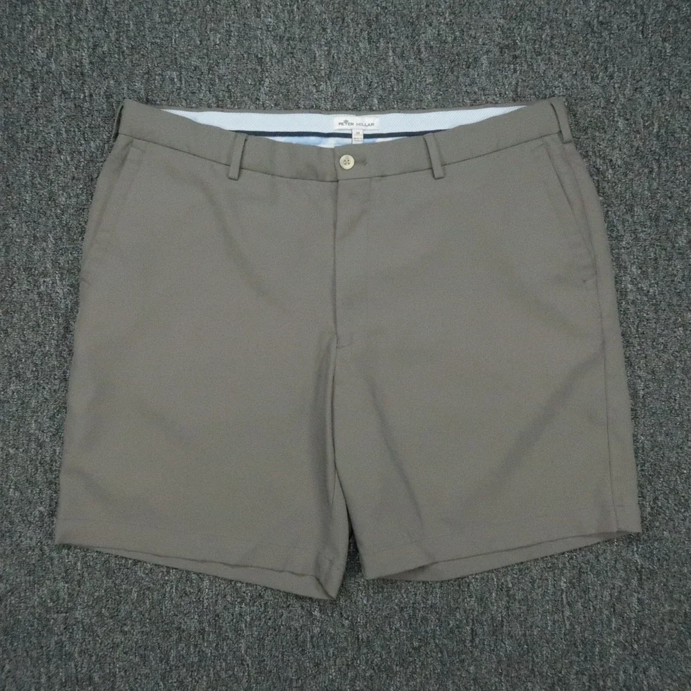 Peter Millar Shorts Mens 38 Gray Salem Performance Golf Chino Flat Front